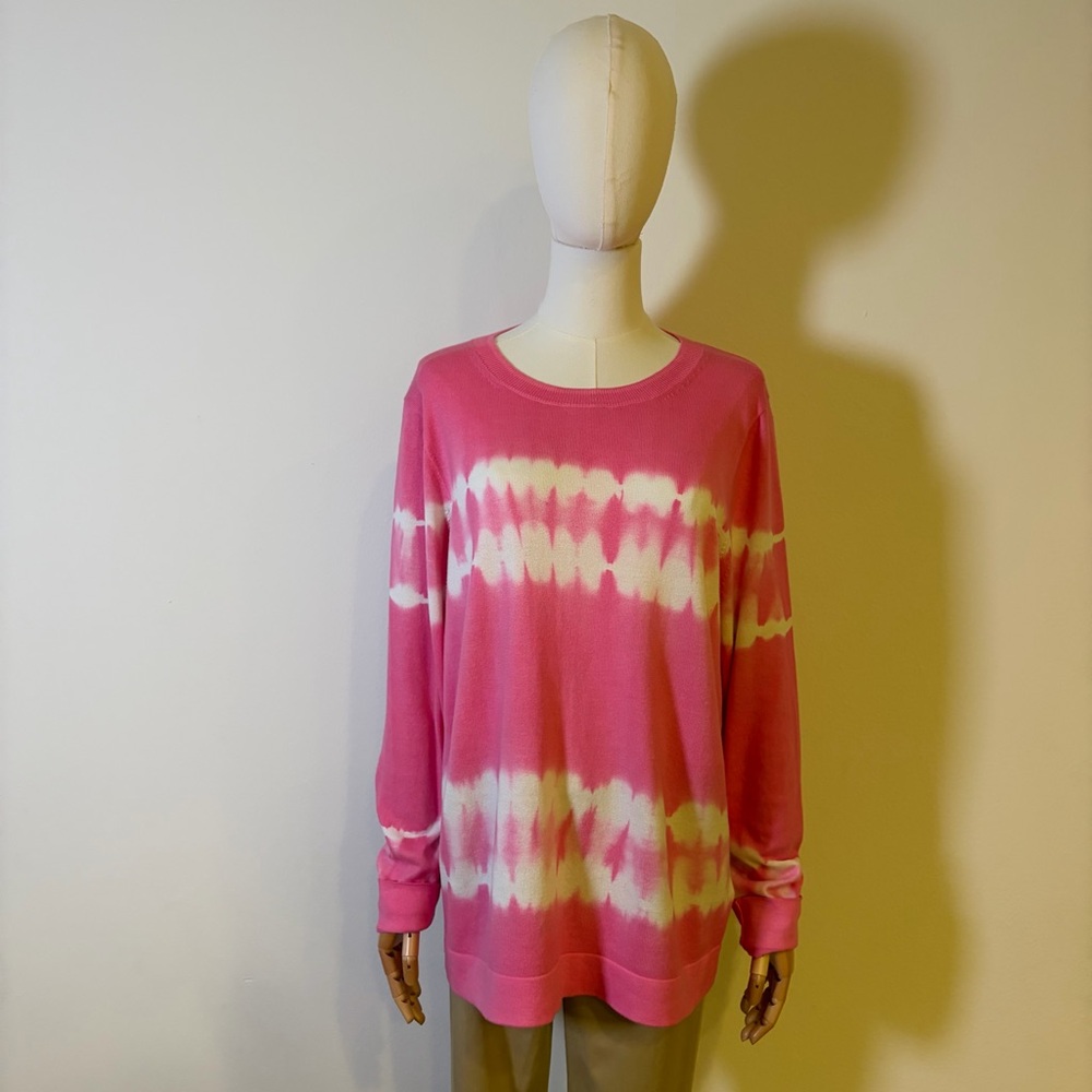 J.Crew Pink Tie Dye Teddie Sweater - Size L